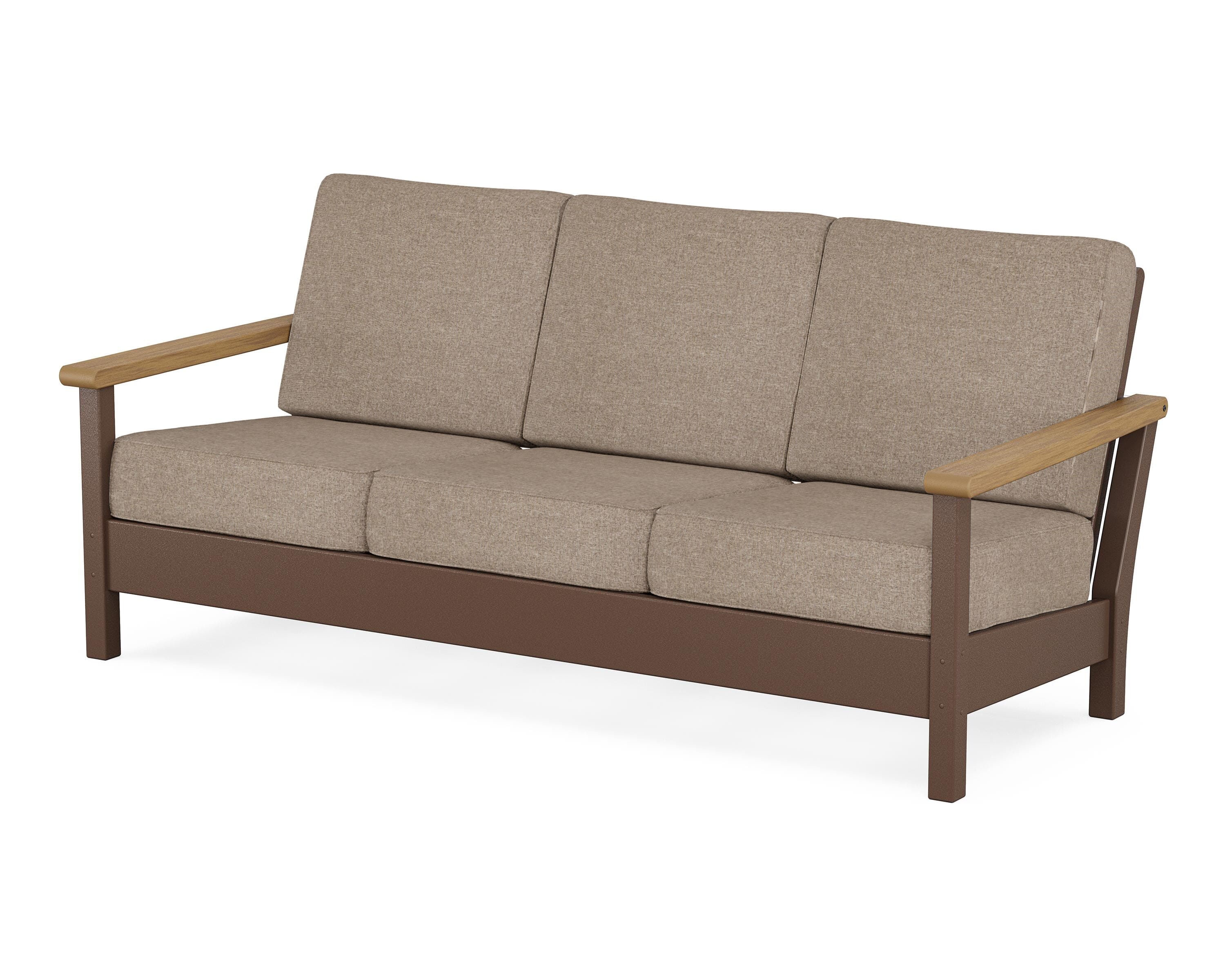 POLYWOOD® Harbour Deep Seating Sofa in Mahogany / Natural / Spiced Burlap