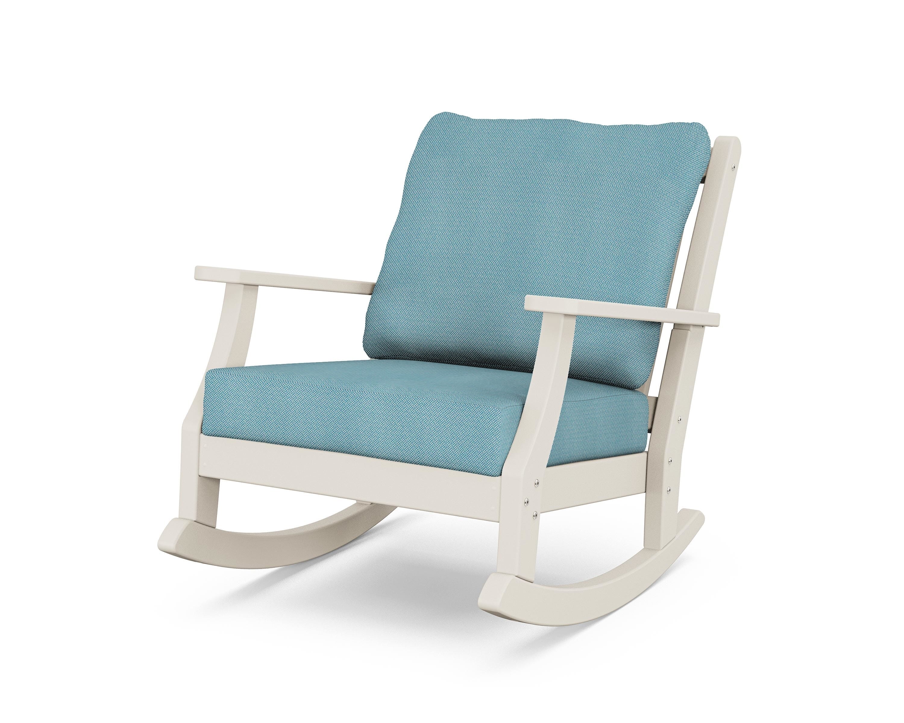 Country Living Wovendale Deep Seating Rocking Chair in Sand / Lattice Sky Blue
