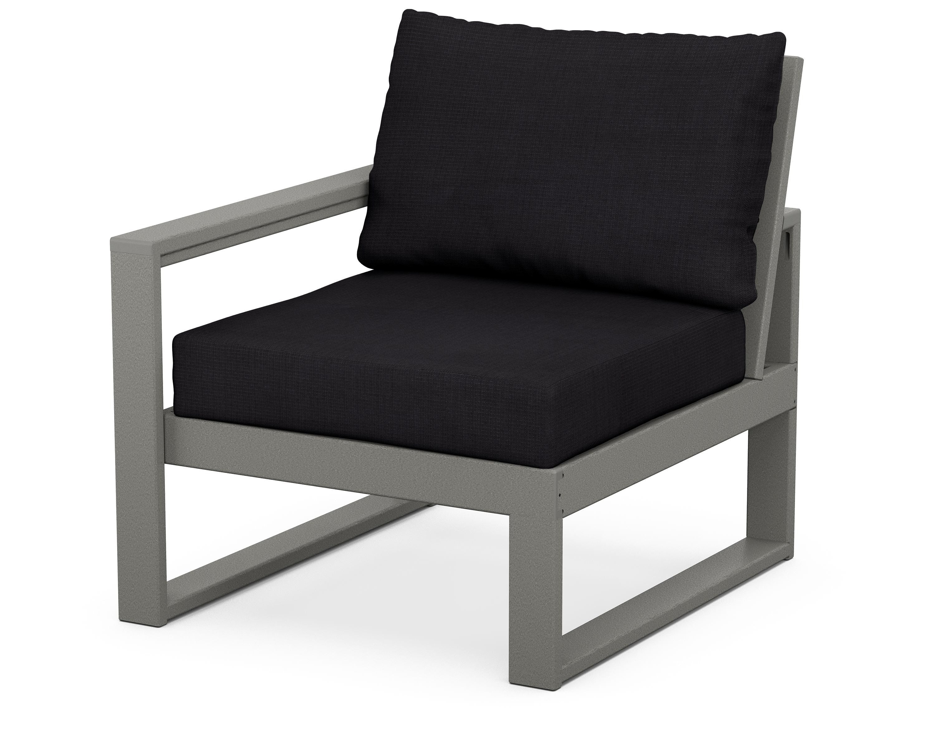 POLYWOOD® EDGE Modular Left Arm Chair in Slate Grey / Midnight Linen