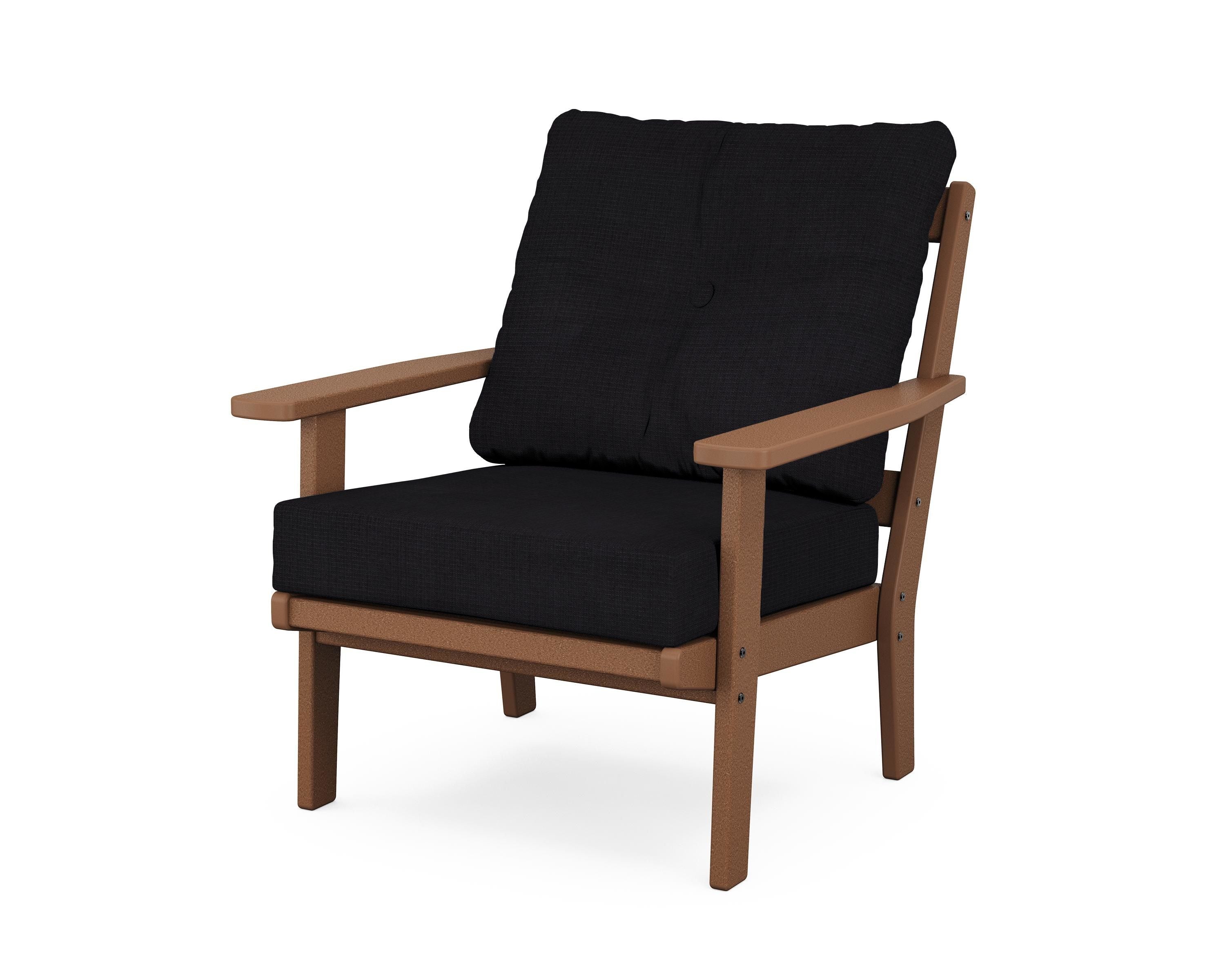 POLYWOOD® Oxford Deep Seating Chair in Teak / Midnight Linen