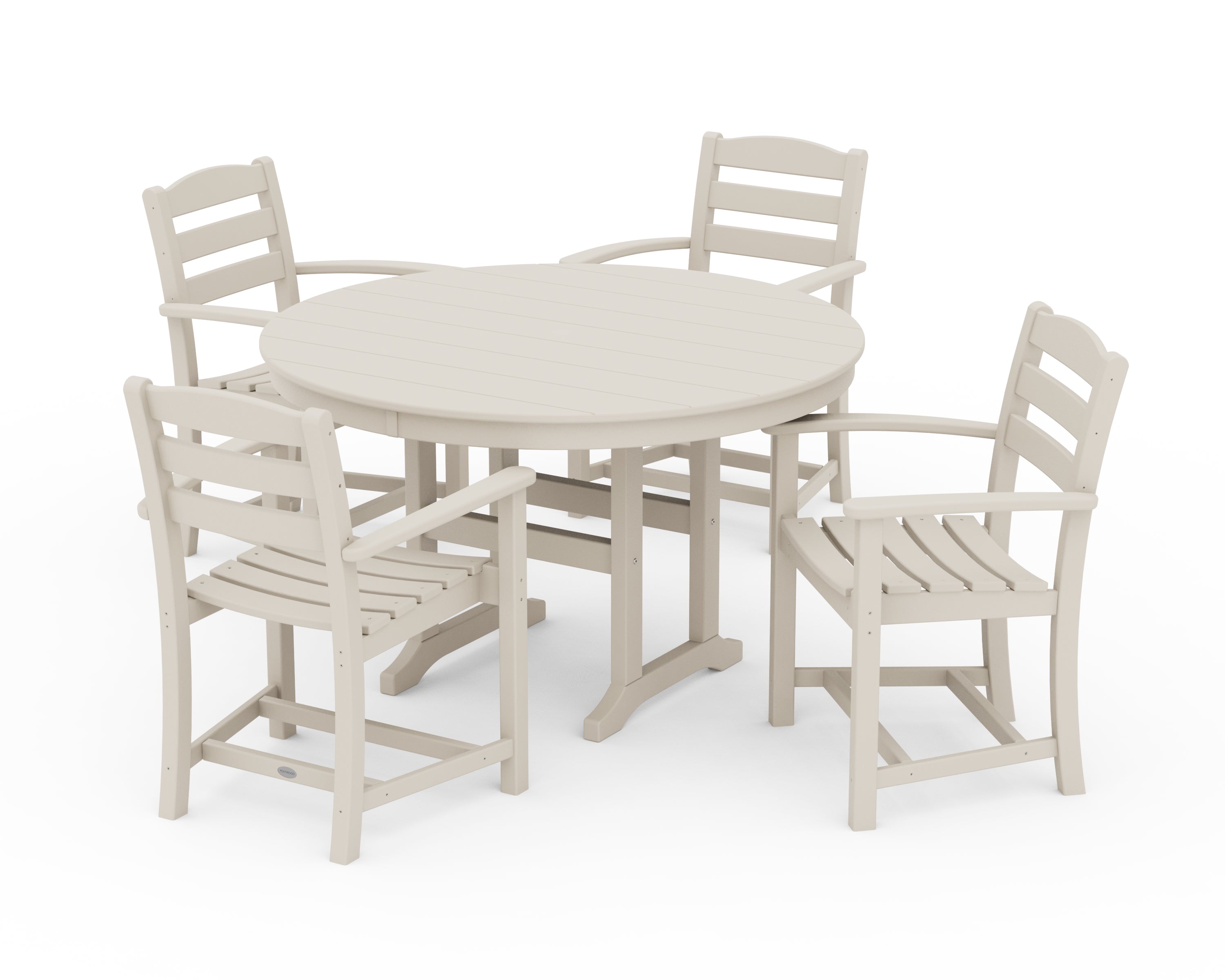 POLYWOOD® La Casa Café 5-Piece Round Farmhouse Dining Set in Sand