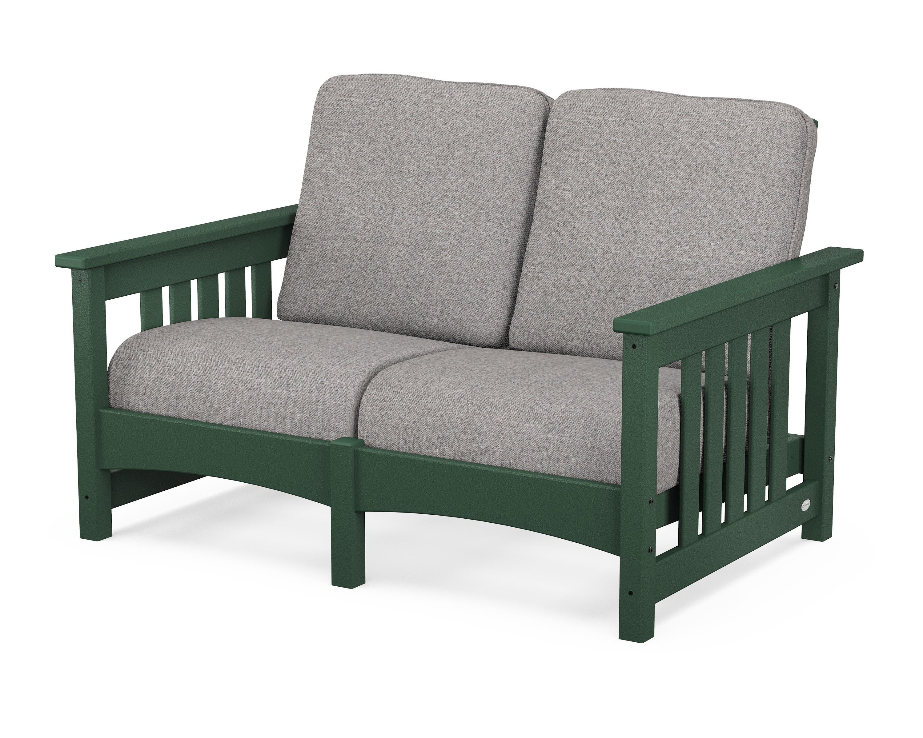 POLYWOOD® Club Mission Loveseat in Green / Grey Mist
