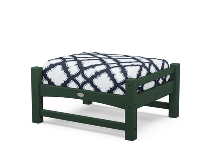 POLYWOOD® Club Ottoman in Green / Trellis Marine Indigo