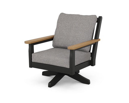 POLYWOOD® Chippendale Deep Seating Swivel Chair in Black / Natural / Grey Mist