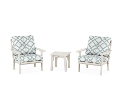 POLYWOOD® Oxford 3-Piece Deep Seating Set in Sand / Trellis Glacier Spa