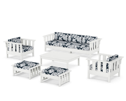 Martha Stewart by POLYWOOD® Acadia 6-Piece Lounge Sofa Set in White / Leaf Marine Indigo