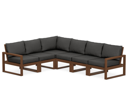 POLYWOOD® EDGE 6-Piece Modular Deep Seating Set in Teak / Spectrum Carbon