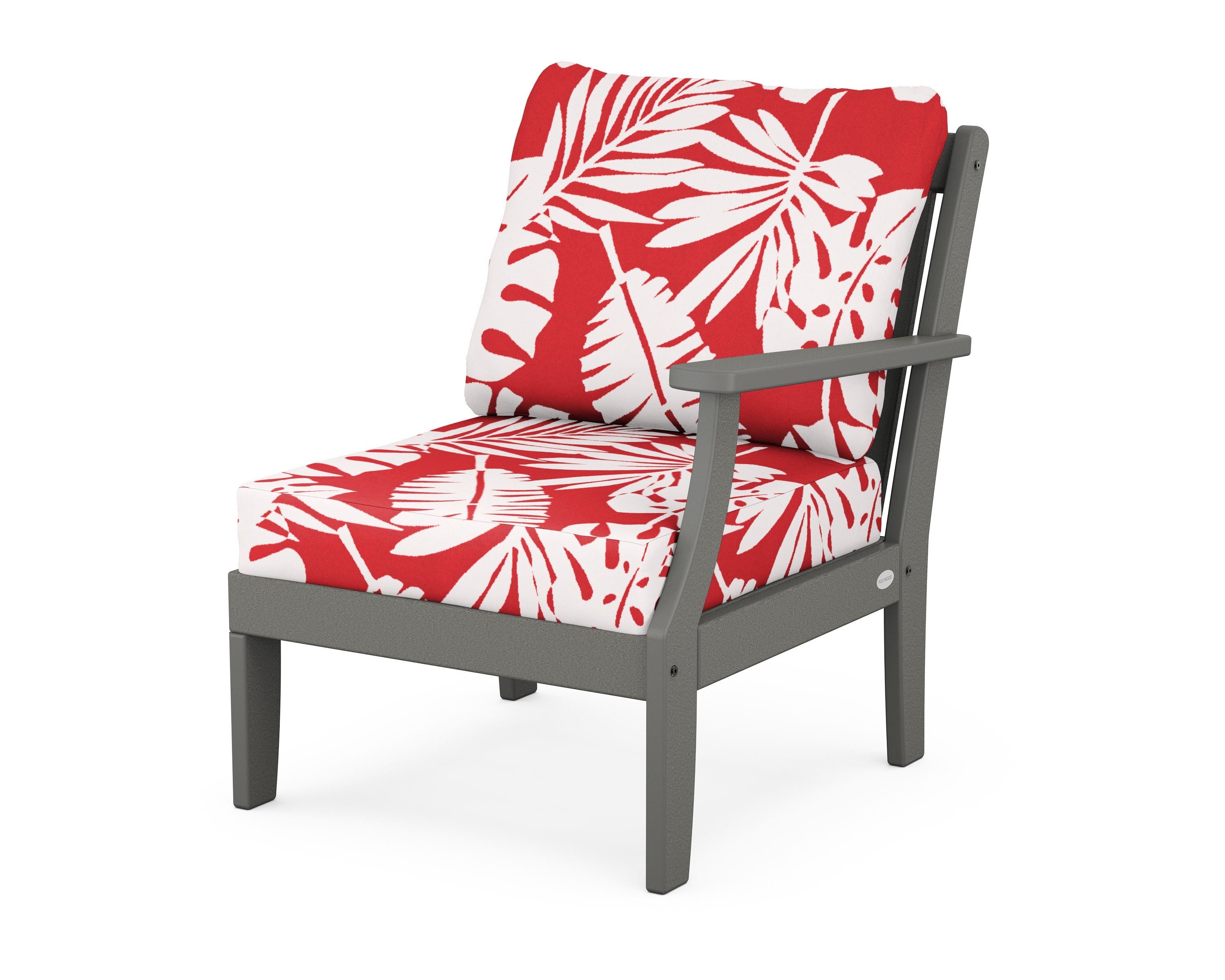 POLYWOOD® Braxton Modular Right Arm Chair in Slate Grey / Leaf Crimson
