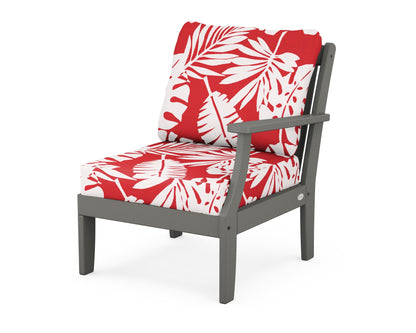 POLYWOOD® Braxton Modular Right Arm Chair in Slate Grey / Leaf Crimson