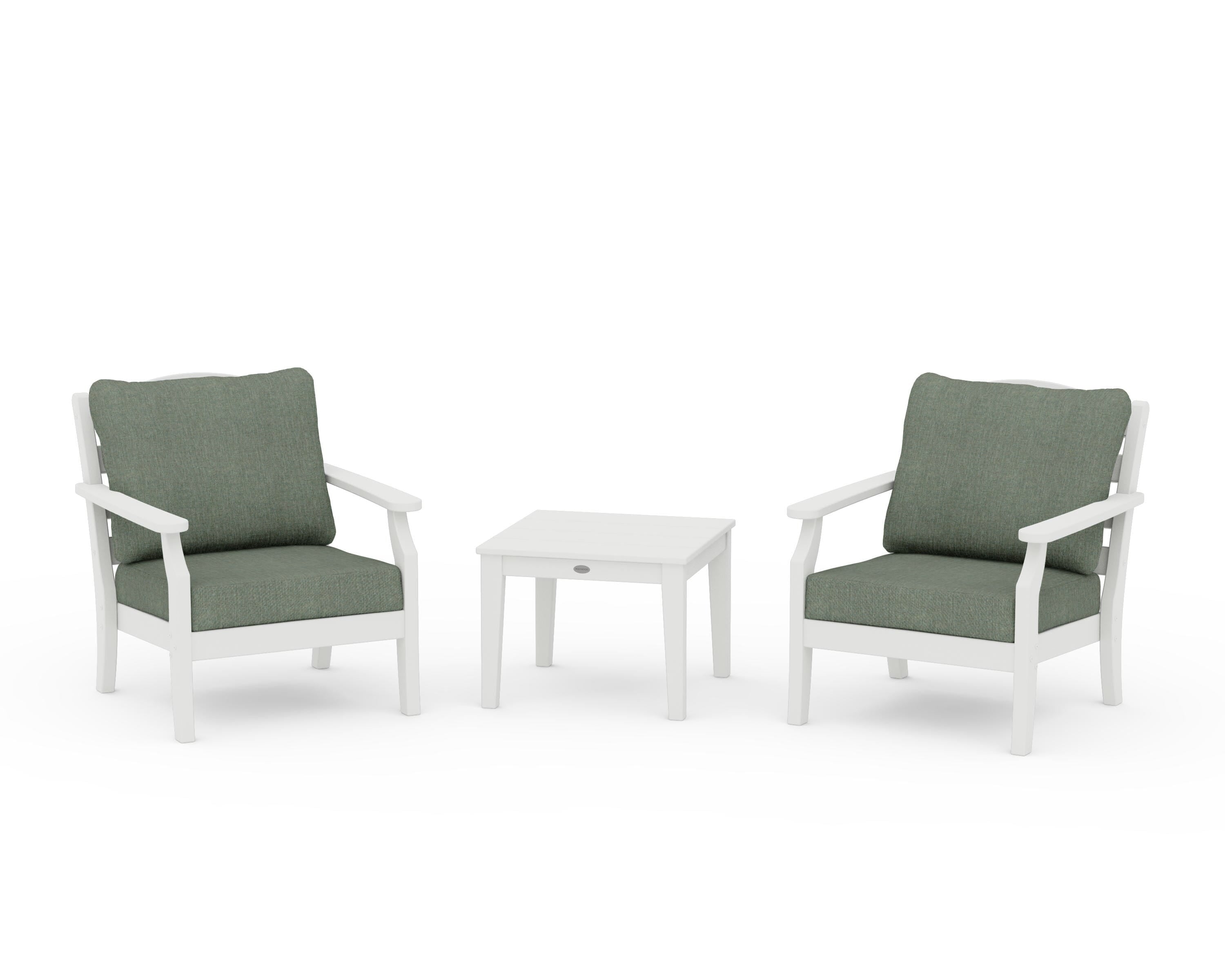 Draper James™ by  POLYWOOD® Savannah 3-Piece Deep Seating Set in Vintage White / Cast Sage