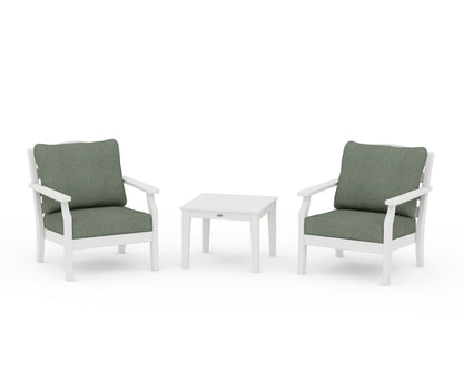 Draper James™ by  POLYWOOD® Savannah 3-Piece Deep Seating Set in Vintage White / Cast Sage