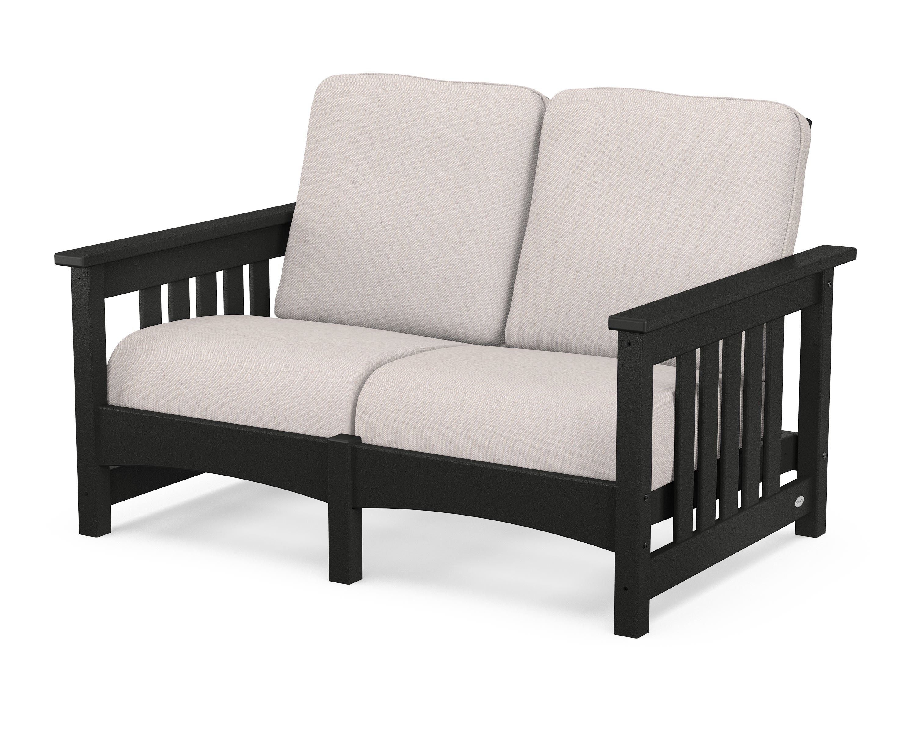POLYWOOD® Club Mission Loveseat in Black / Dune Burlap
