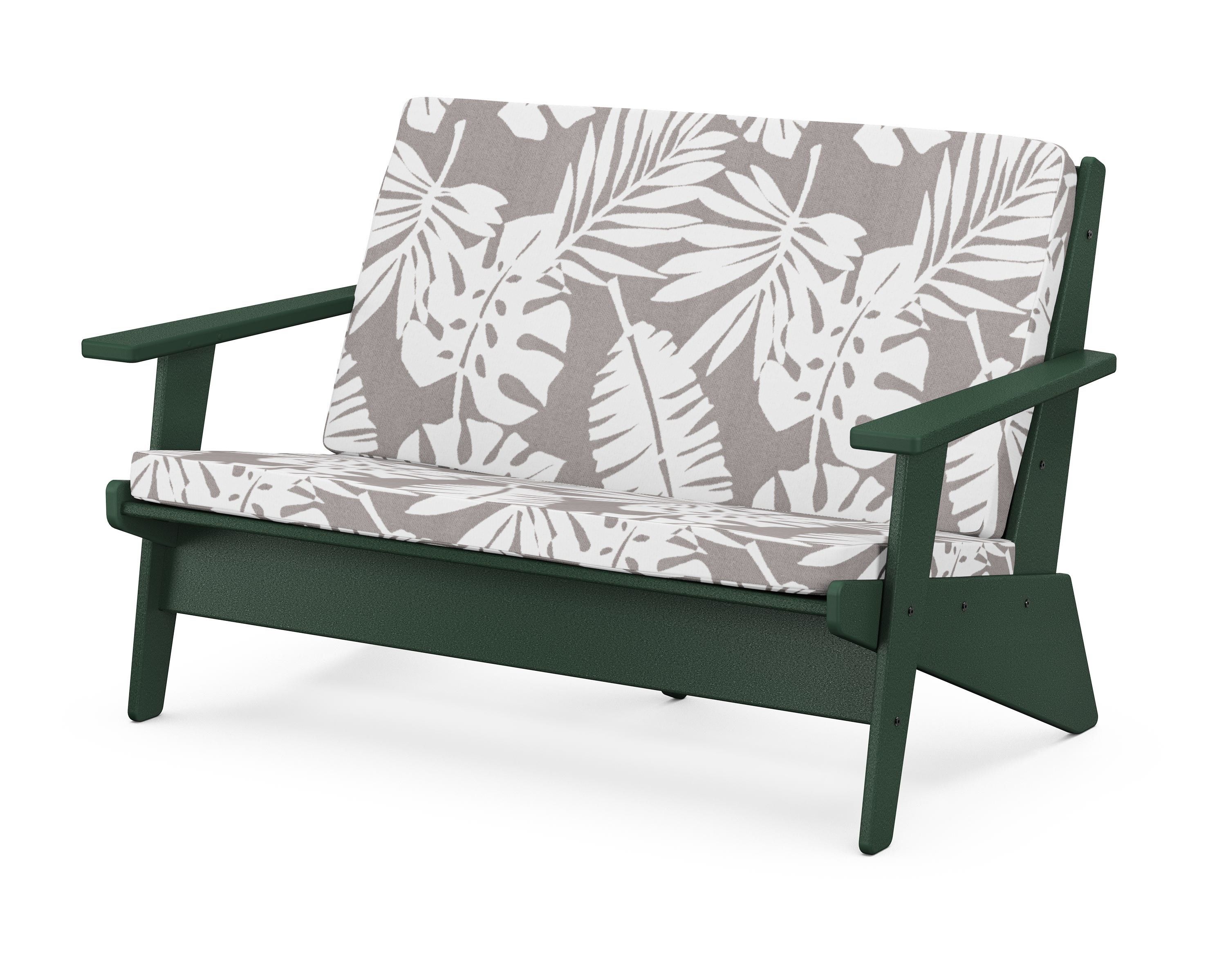 POLYWOOD® Riviera Modern Lounge Loveseat in Green / Leaf Grey Mist