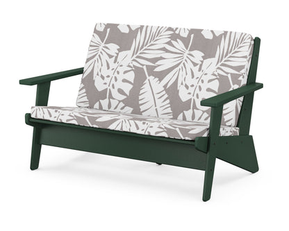 POLYWOOD® Riviera Modern Lounge Loveseat in Green / Leaf Grey Mist