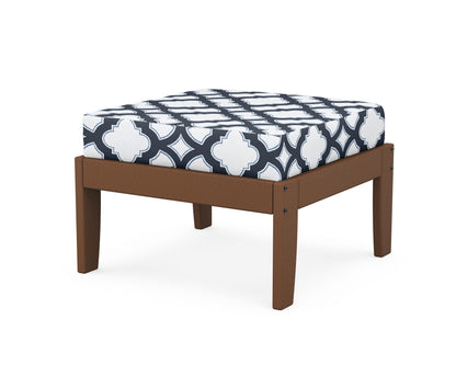 Unbranded Modular Ottoman - Classic in Teak / Trellis Marine Indigo