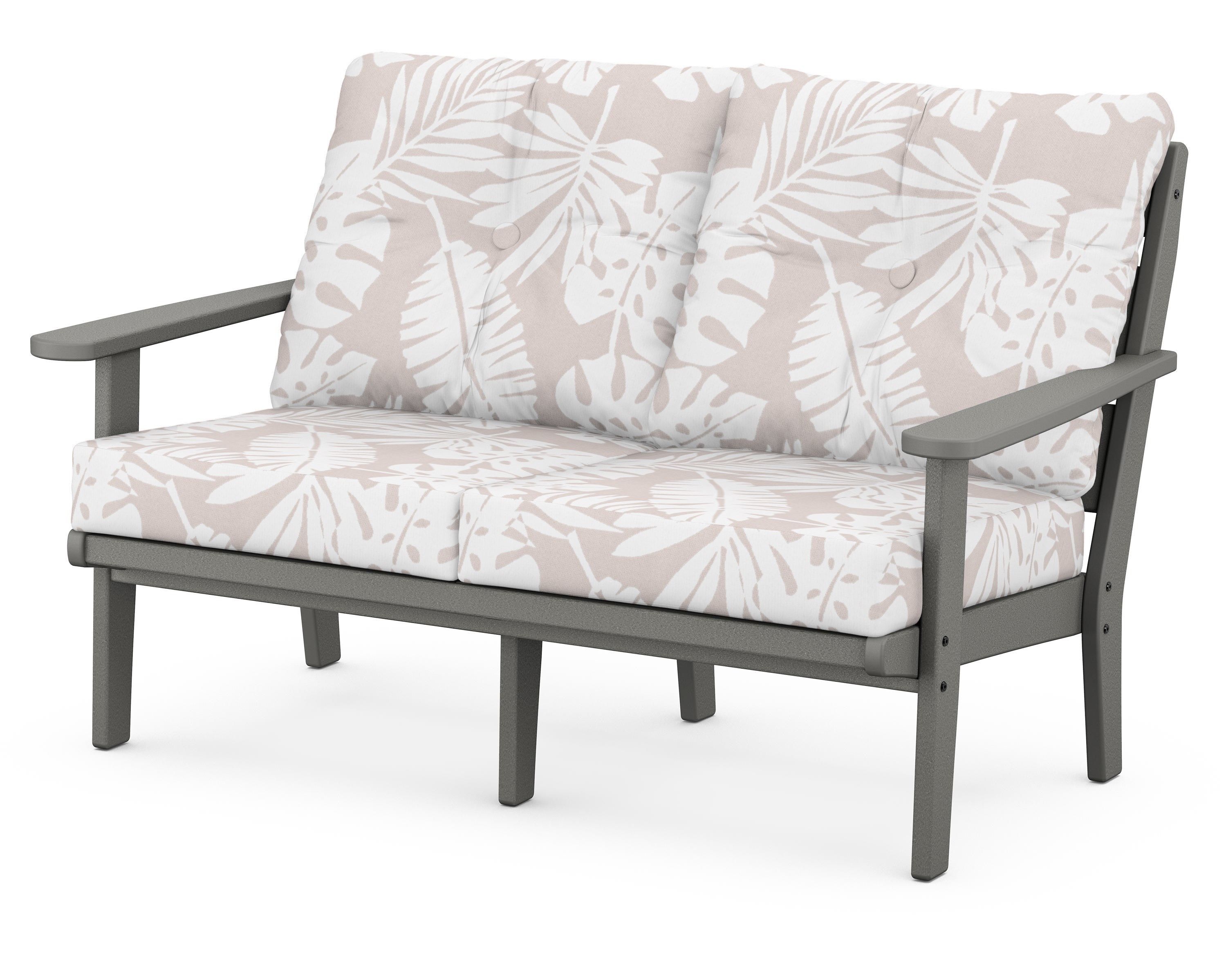 POLYWOOD® Lakeside Deep Seating Loveseat in Slate Grey / Leaf Dune Burlap