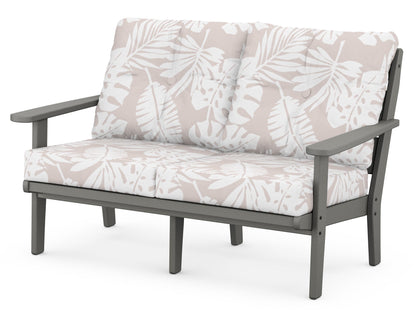 POLYWOOD® Lakeside Deep Seating Loveseat in Slate Grey / Leaf Dune Burlap