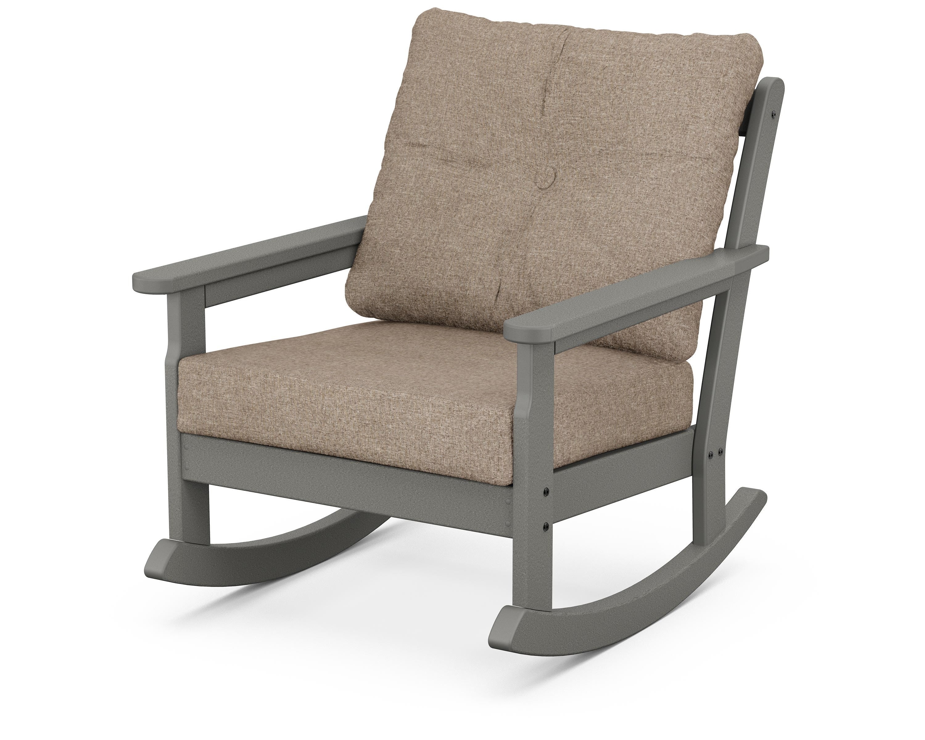 POLYWOOD® Vineyard Deep Seating Rocking Chair in Slate Grey / Spiced Burlap