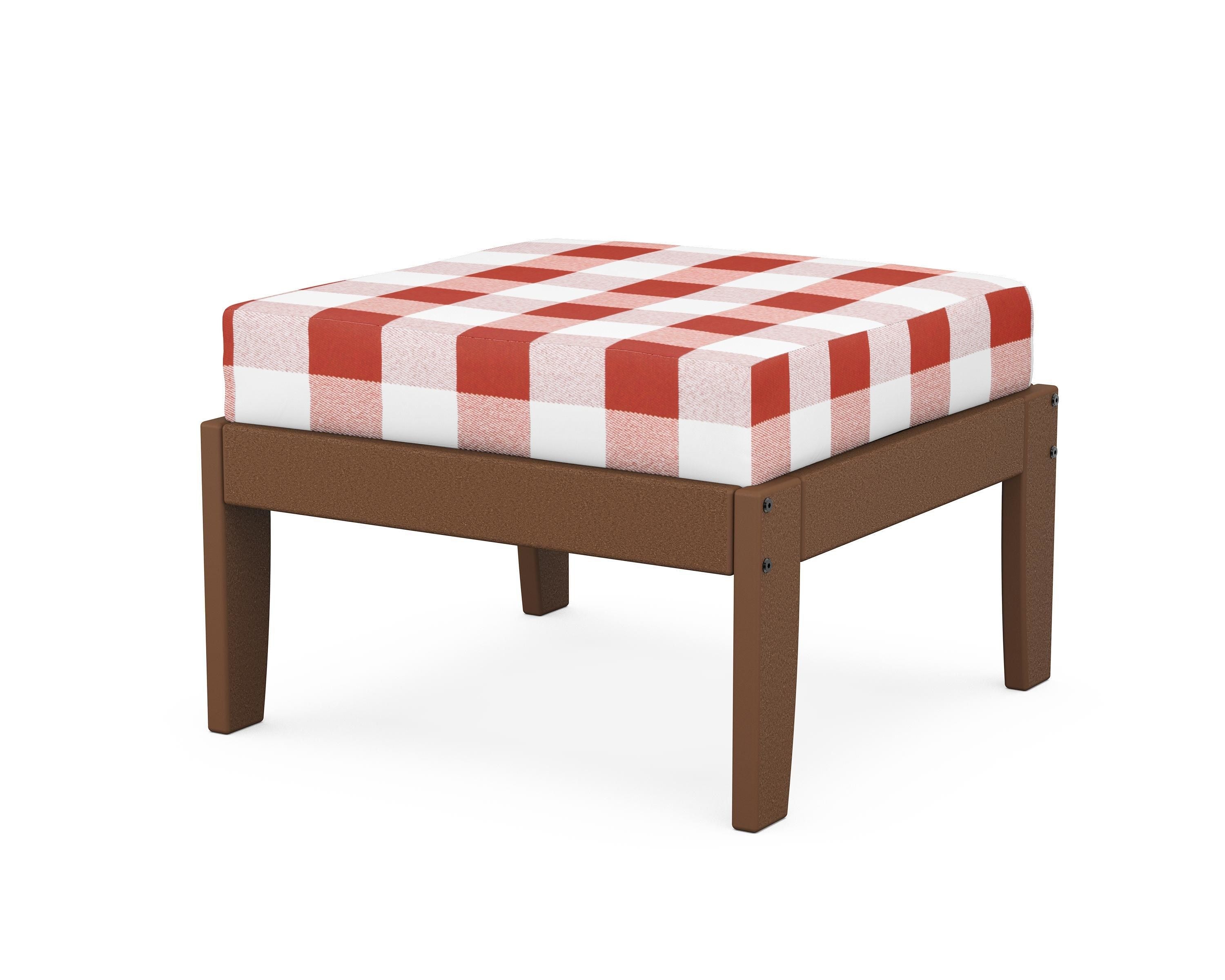 Unbranded Modular Ottoman - Classic in Teak / Buffalo Plaid Crimson