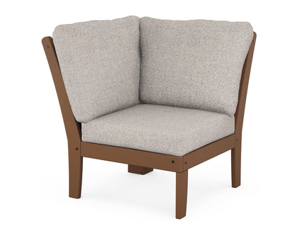 POLYWOOD® Braxton Modular Corner Chair in Teak / Weathered Tweed