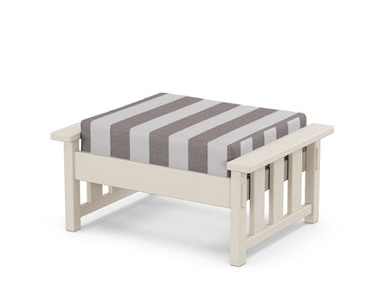 Martha Stewart by POLYWOOD® Acadia Deep Seating Ottoman in Sand / Cabana Stripe Grey Mist