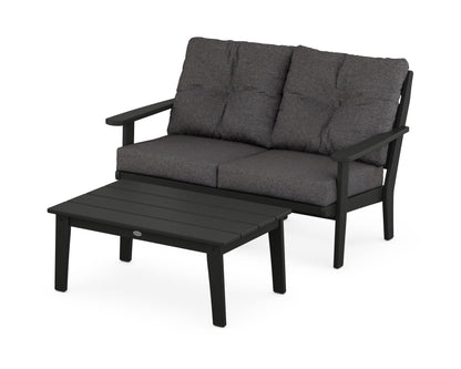 POLYWOOD® Lakeside 2-Piece Lounge Loveseat Set in Black / Ash Charcoal