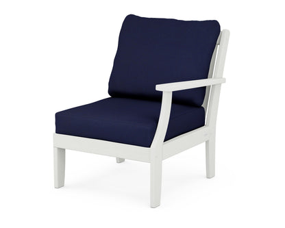 POLYWOOD® Braxton Modular Right Arm Chair in Vintage White / Navy