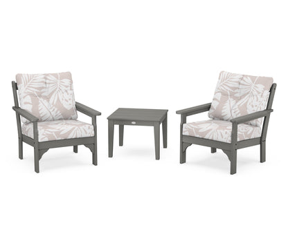 POLYWOOD® Vineyard 3-Piece Deep Seating Set in Slate Grey / Leaf Dune Burlap