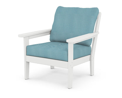 Country Living Cottage Deep Seating Chair in White / Lattice Sky Blue