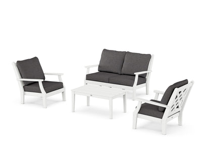 Country Living Wovendale 4-Piece Deep Seating Set with Loveseat in White / Ash Charcoal