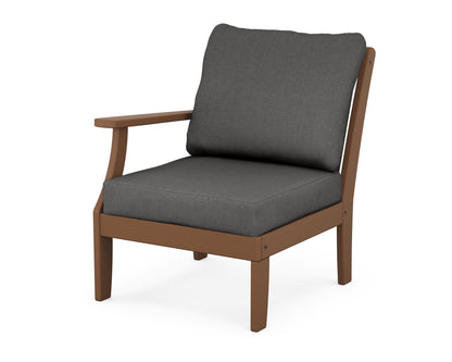 POLYWOOD® Braxton Modular Left Arm Chair in Teak / Spectrum Carbon