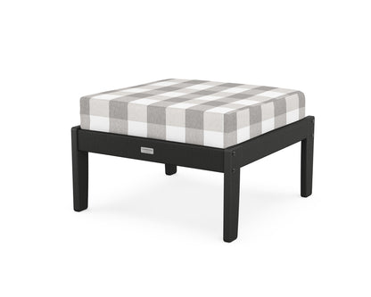 Country Living Cottage Deep Seating Ottoman in Black / Buffalo Plaid Grey Mist