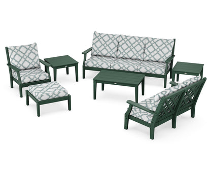Country Living Wovendale 7-Piece Deep Seating Set in Green / Trellis Glacier Spa