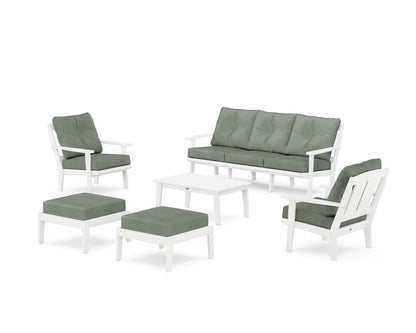 POLYWOOD® Mission 6-Piece Lounge Sofa Set in White / Cast Sage