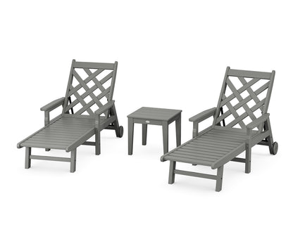 Country Living Wovendale 3-Piece Chaise Set with Arms and Wheels in Slate Grey