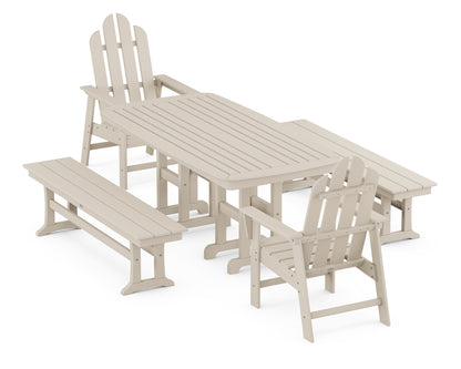 POLYWOOD® Long Island 5-Piece Dining Set with Benches in Sand