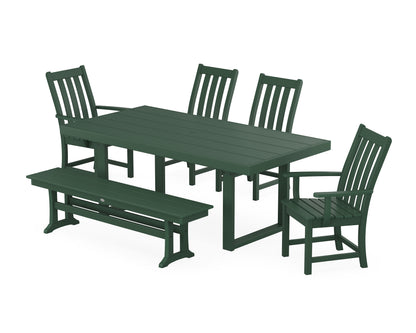 POLYWOOD® Vineyard 6-Piece Dining Set with Bench in Green