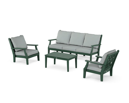 Country Living Wovendale 4-Piece Deep Seating Set with Sofa in Green / Spa