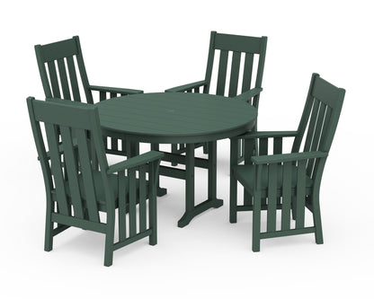 Martha Stewart by POLYWOOD® Acadia 5-Piece Round Farmhouse Dining Set in Green