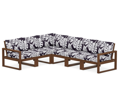 POLYWOOD® EDGE 6-Piece Modular Deep Seating Set in Teak / Leaf Navy