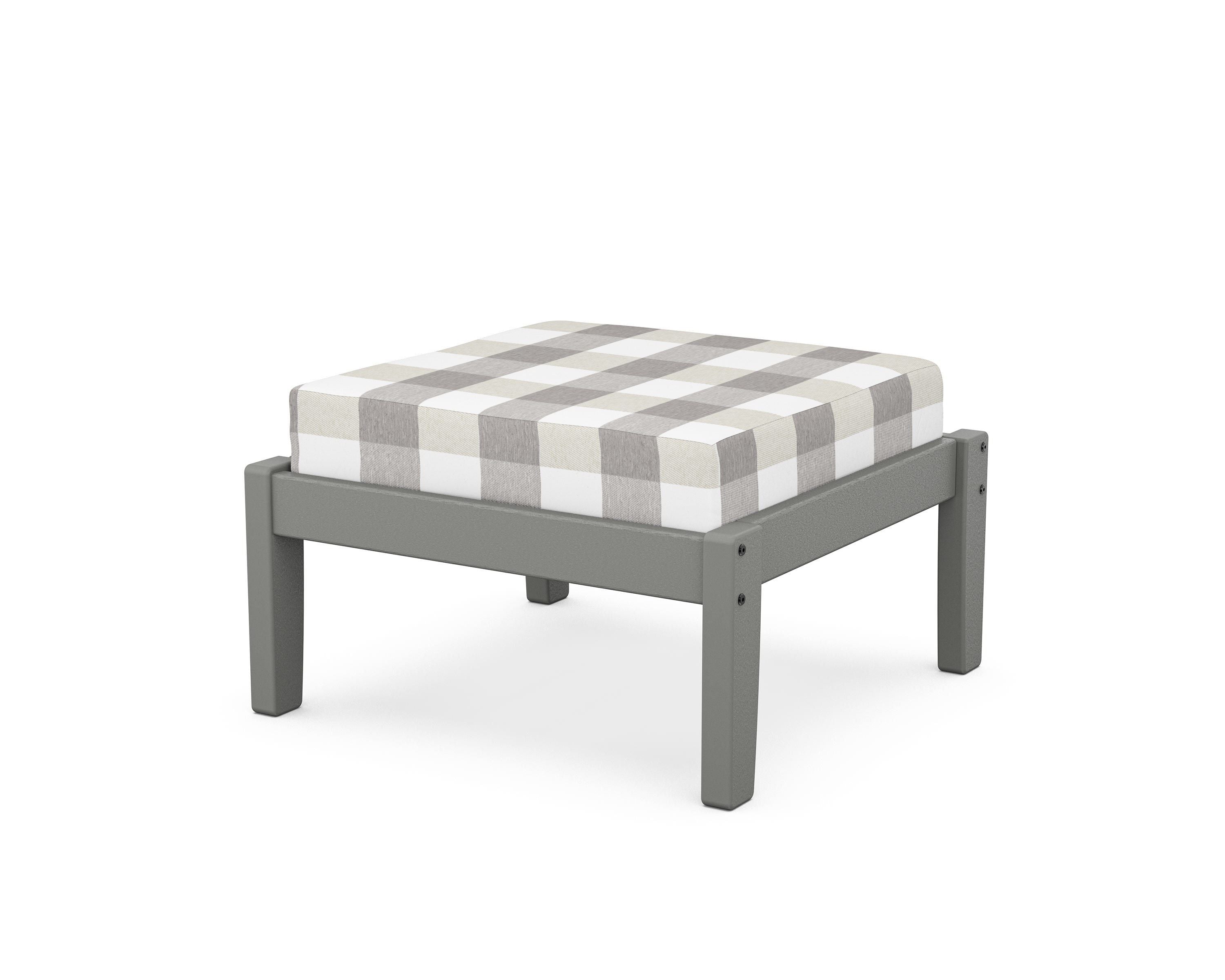 Unbranded Deep Seating Ottoman in Slate Grey / Buffalo Plaid Grey Mist
