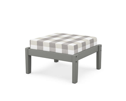 Unbranded Deep Seating Ottoman in Slate Grey / Buffalo Plaid Grey Mist