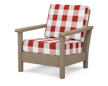 POLYWOOD® Harbour Deep Seating Chair in Vintage Sahara / Buffalo Plaid Crimson
