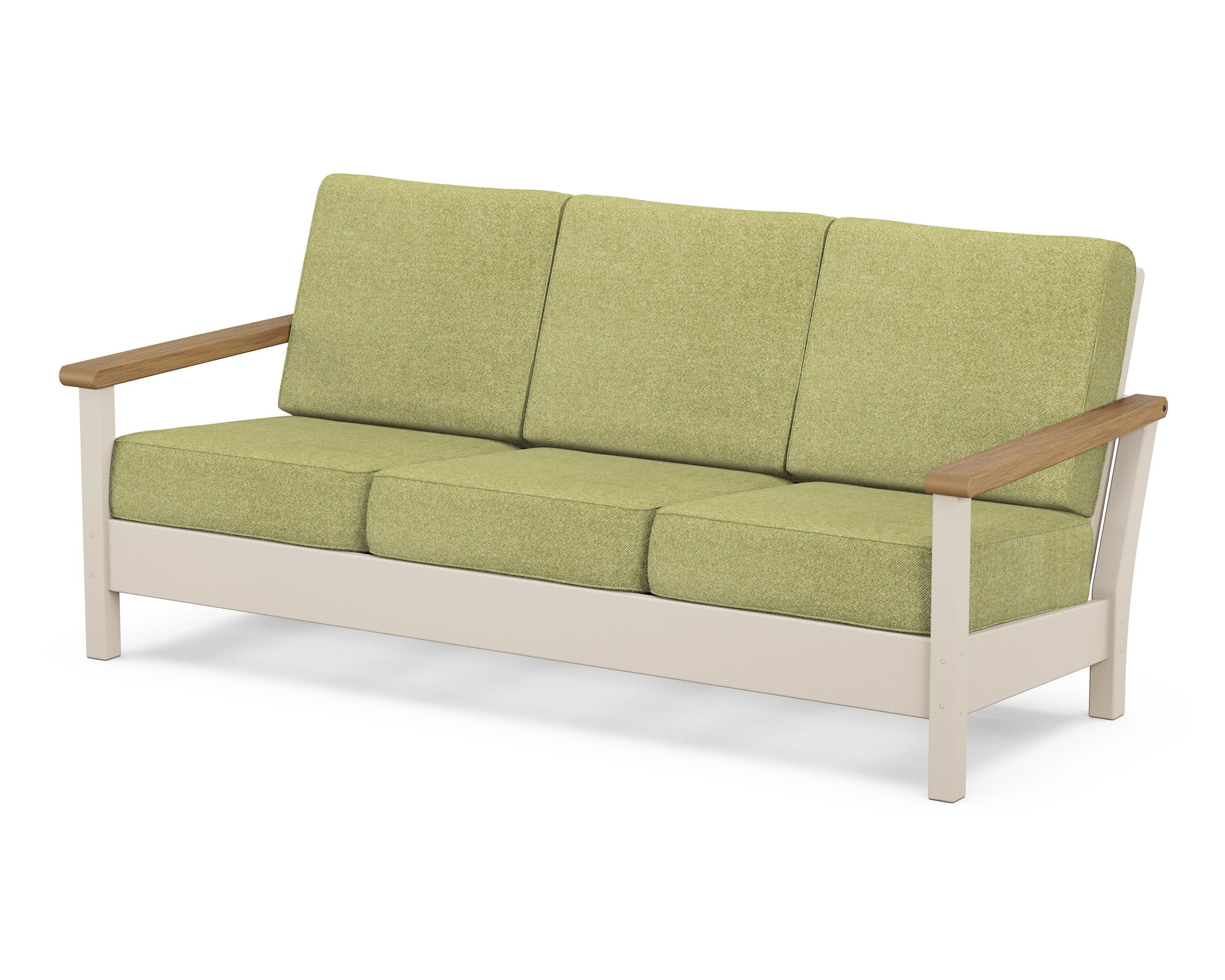 POLYWOOD® Harbour Deep Seating Sofa in Sand / Natural / Chartreuse Boucle