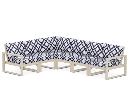 POLYWOOD® EDGE 6-Piece Modular Deep Seating Set in Sand / Trellis Navy