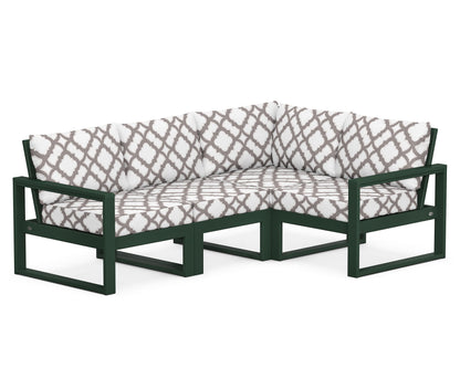 POLYWOOD® EDGE 4-Piece Modular Deep Seating Set in Green / Trellis Grey Mist