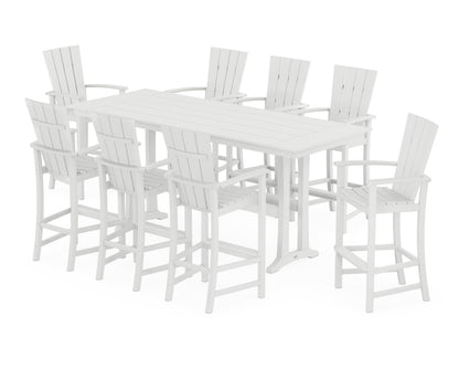 POLYWOOD® Quattro Adirondack 9-Piece Farmhouse Bar Set with Trestle Legs in White