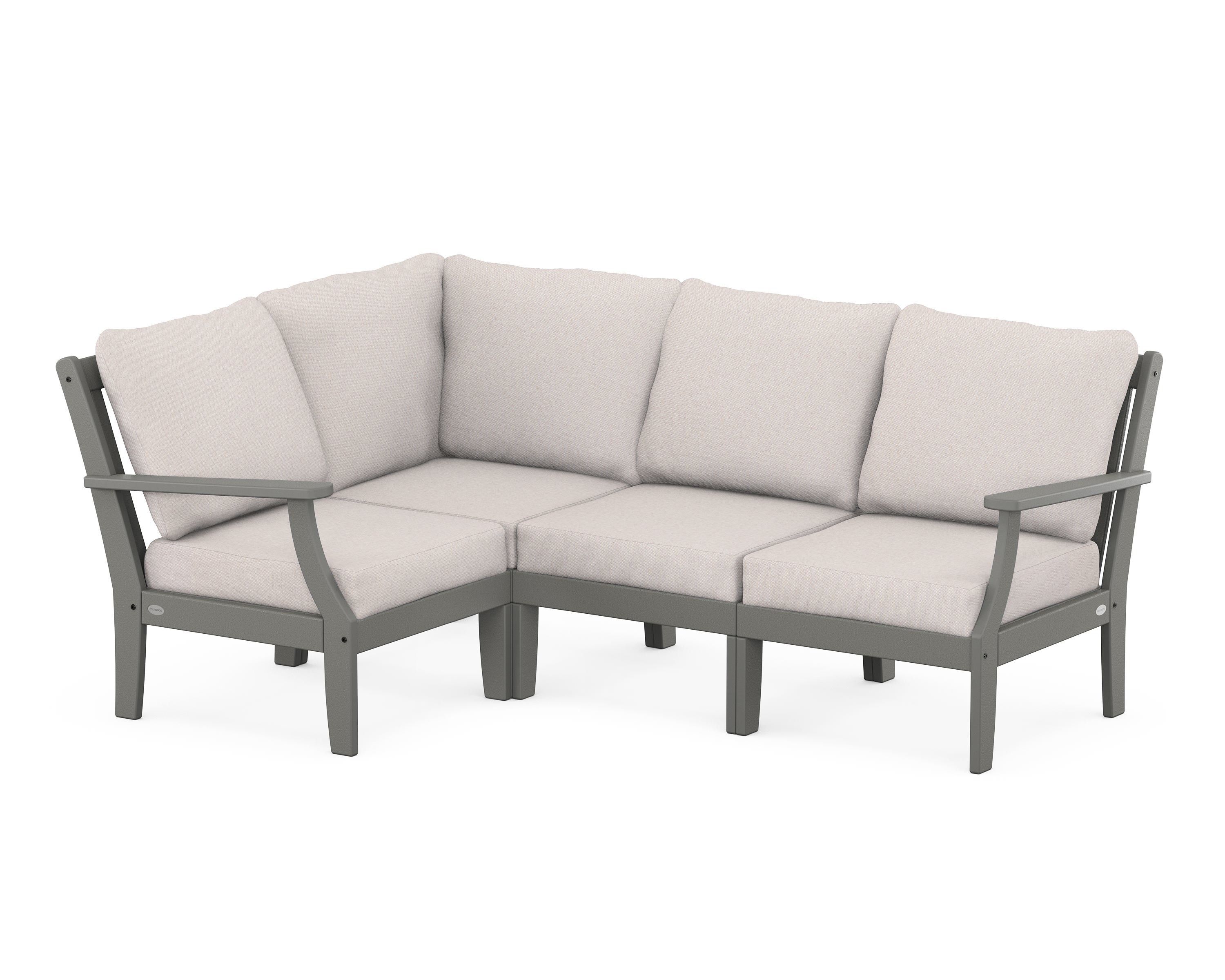 POLYWOOD® Braxton Modular 4-Piece Deep Seating Set in Slate Grey / Dune Burlap