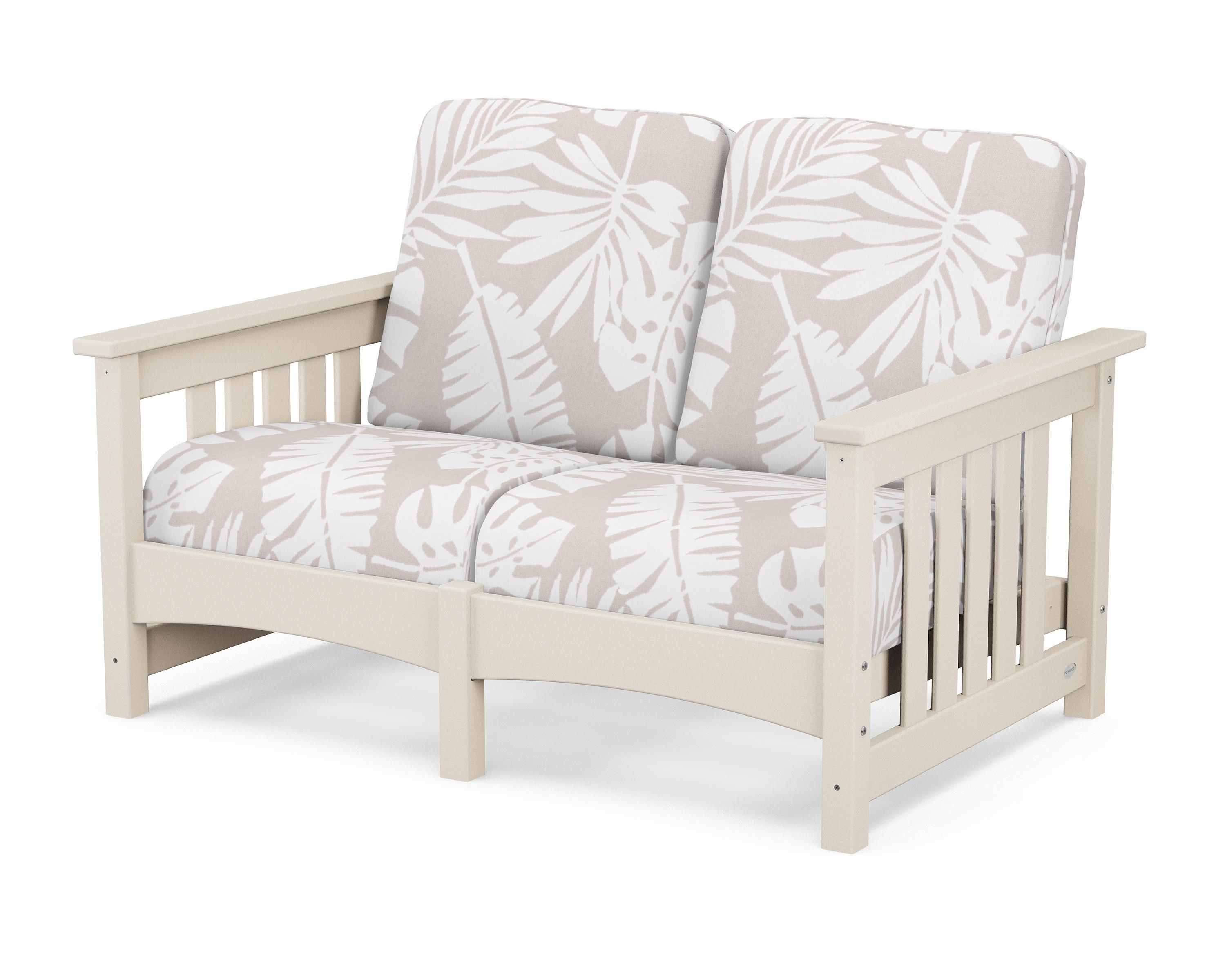 POLYWOOD® Club Mission Loveseat in Sand / Leaf Dune Burlap