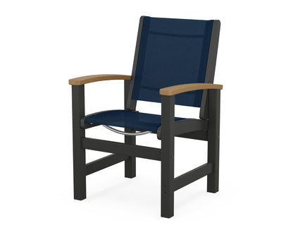 POLYWOOD® Coastal Dining Chair in Black / Natural / Navy Blue Sling